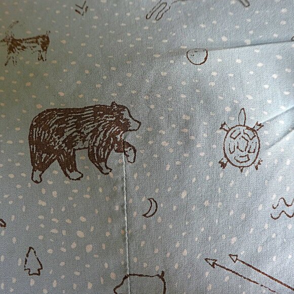 SiLK In God We Trust NYC Shirt Blouse Button Front Pale Green Cave Drawings USA - Picture 6 of 9